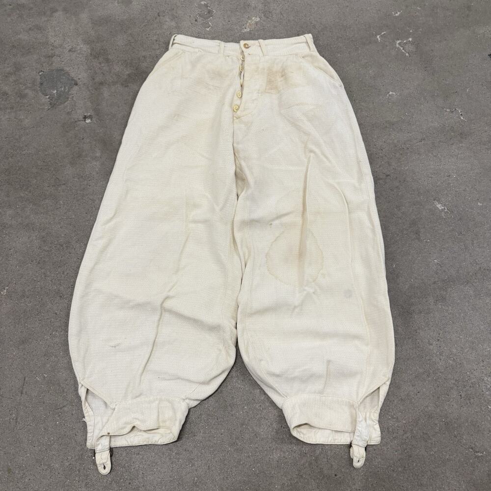 VINTAGE 1920s LINEN BREECHES KNICKERS PANTS BUTTON FLY SIZE 26 THRASHED